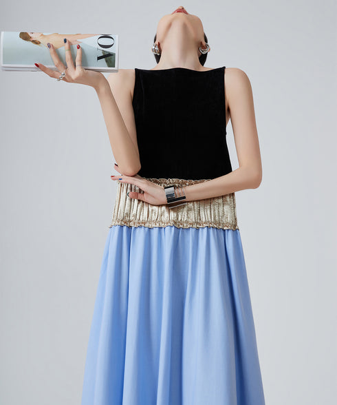 Velvet Shimmer Waist Dress